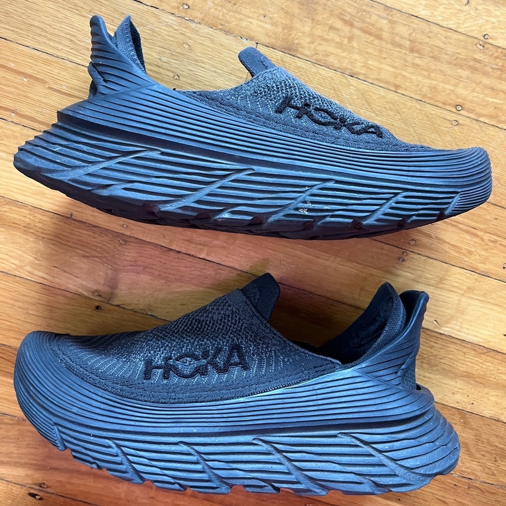 HOKA one restore TC black slip-on sneakers shoes 8 40 hands free gray SOLD OUT